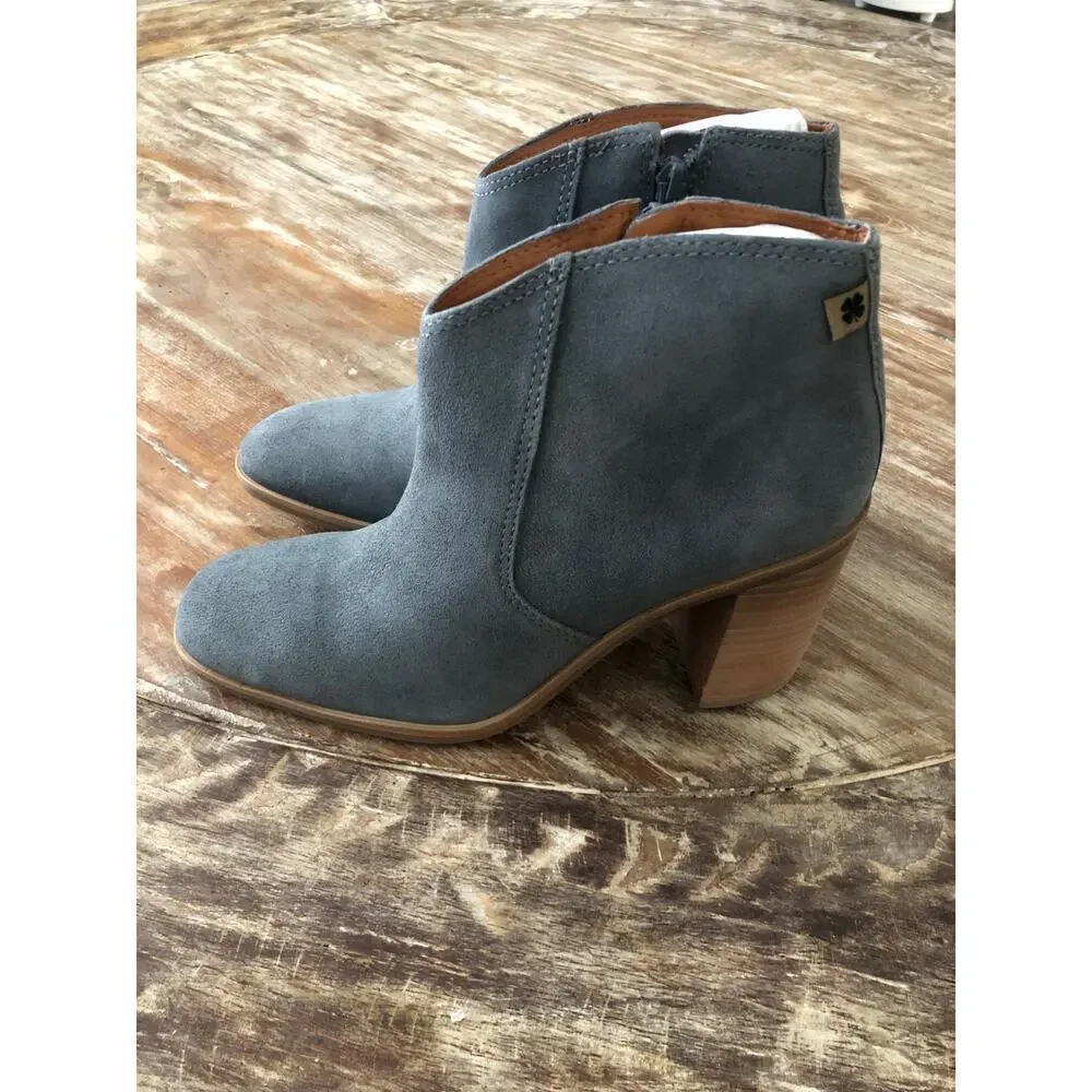 Lucky Brand Pellyon Bootie Heel Almond Toe Blue NEW 8.5 US